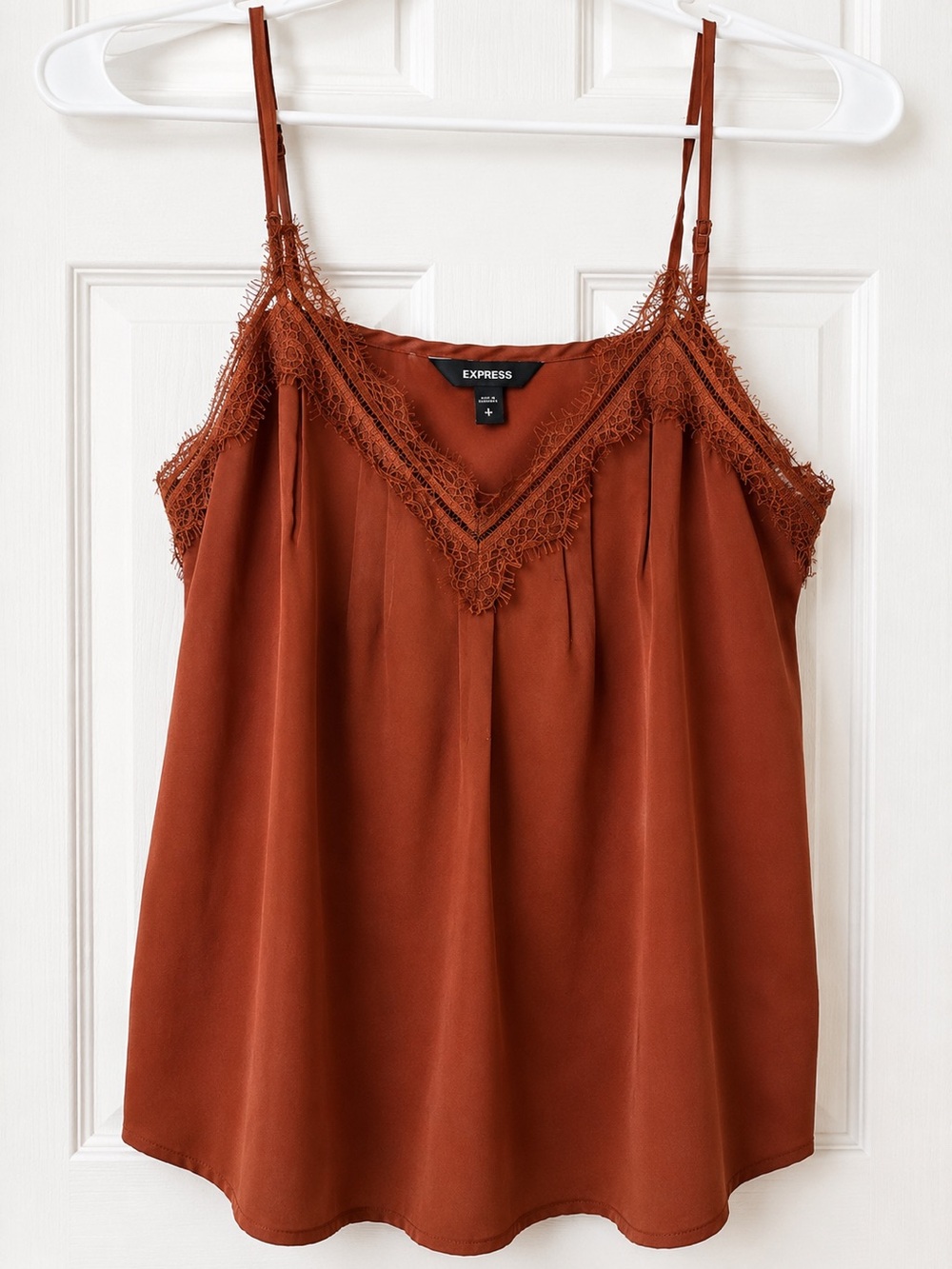 Express Rust Lace-Trim Spaghetti Strap Camisole